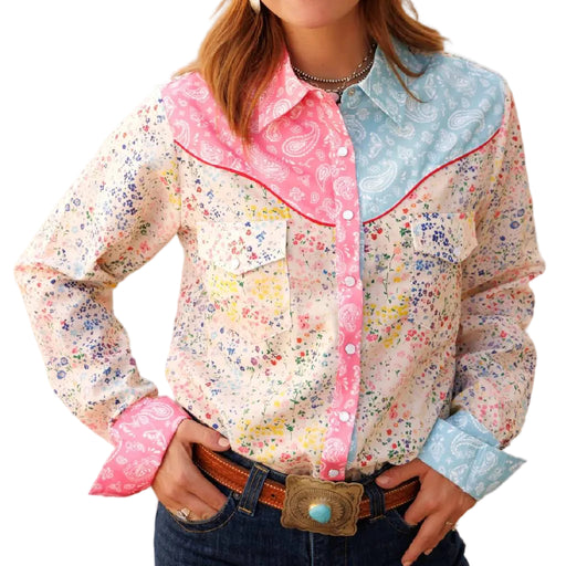 Howdy Hanny Bandana Floral Print Pearl Snap Shirt WOMEN - Clothing - Tops - Long Sleeved Howdy Hanny