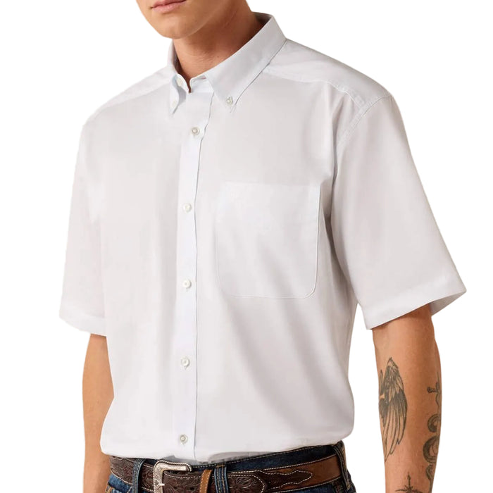 Ariat Men's Lightweight Twill Classic Fit Solid White Button Down Shirt MEN - Clothing - Shirts - Short Sleeve Ariat Clothing