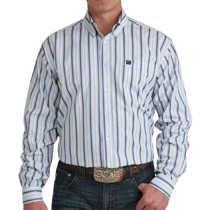 Cinch Men's Stripe Light Blue Button Down Shirt MEN - Clothing - Shirts - Long Sleeve Cinch