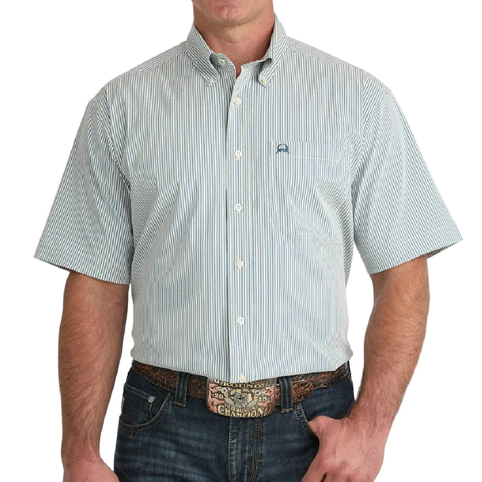 Cinch Men's Arenaflex Stripe Blue Button Down Shirt MEN - Clothing - Shirts - Short Sleeve Cinch