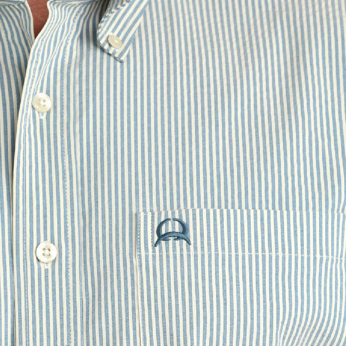 Cinch Men's Arenaflex Stripe Blue Button Down Shirt MEN - Clothing - Shirts - Short Sleeve Cinch