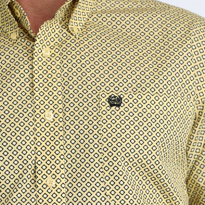 Cinch Men's Geo Print Yellow Button Down Shirt MEN - Clothing - Shirts - Long Sleeve Cinch