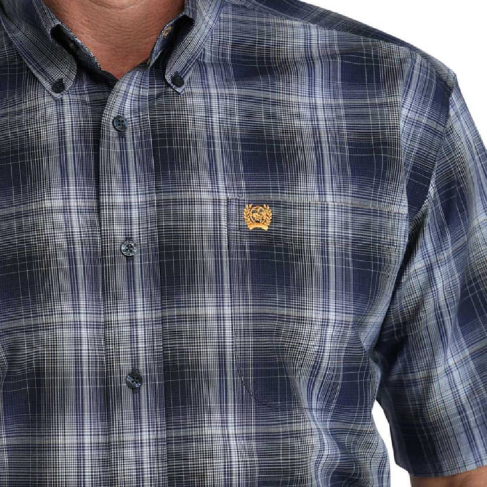 Cinch Men's Plaid Navy Button Down Shirt MEN - Clothing - Shirts - Short Sleeve Cinch