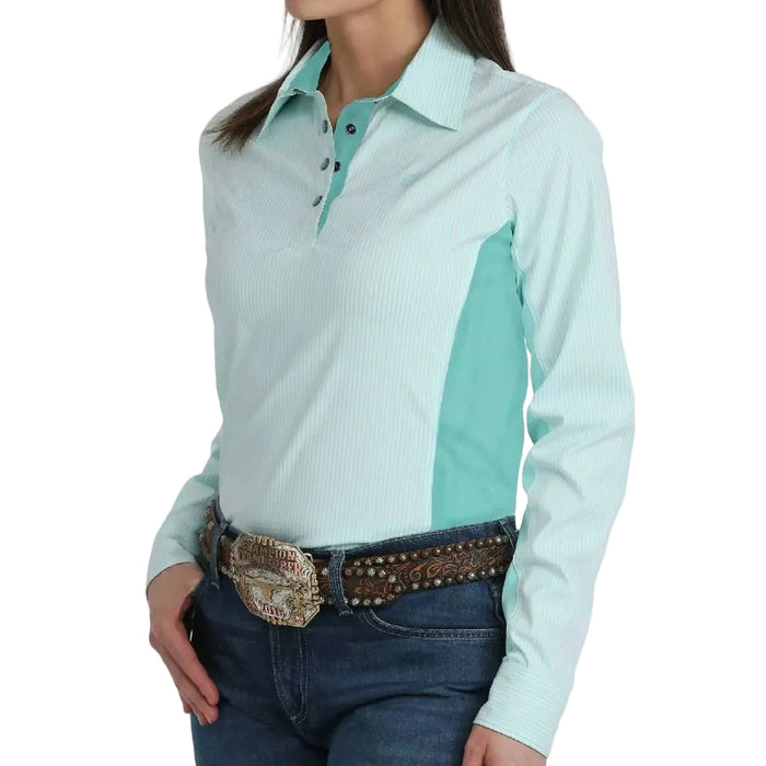 Cinch Women's Hybrid Light Blue Stripe Pullover Top WOMEN - Clothing - Tops - Long Sleeved Cinch