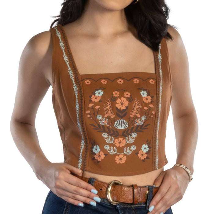 Rock & Roll Denim Women's Floral Camel Tank Top WOMEN - Clothing - Tops - Sleeveless Panhandle