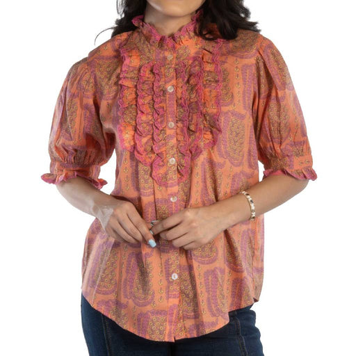 Ivy Jane Eyelet Ruffled Coral Top WOMEN - Clothing - Tops - Short Sleeved Ivy Jane
