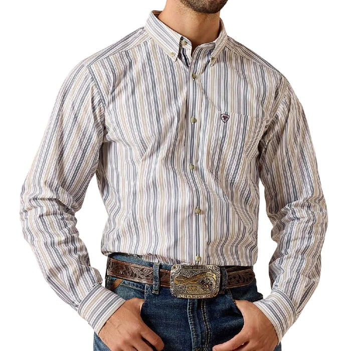 Ariat Men's Pro Pryce Fitted White Stripe Button Down Shirt MEN - Clothing - Shirts - Short Sleeve Ariat Clothing