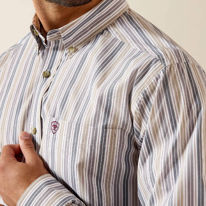 Ariat Men's Pro Pryce Fitted White Stripe Button Down Shirt MEN - Clothing - Shirts - Short Sleeve Ariat Clothing