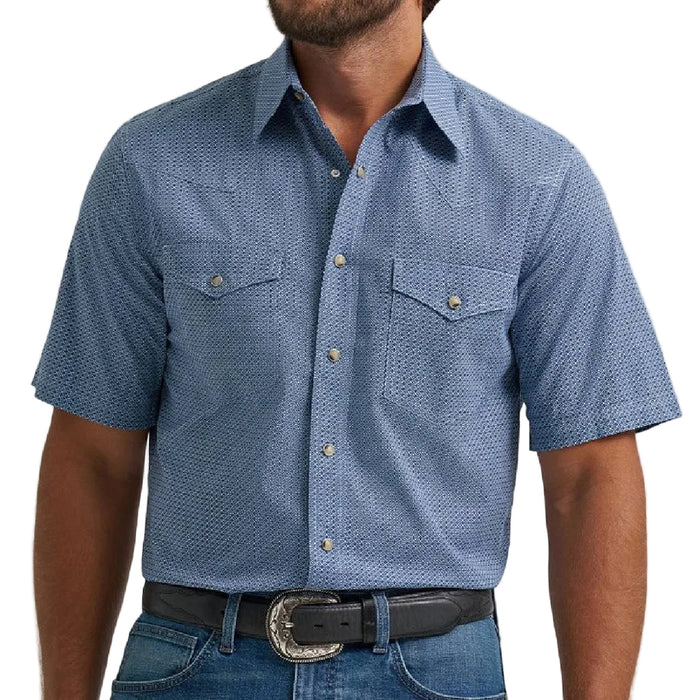 Wrangler Men's 20X Competition Blue Print Pearl Snap Shirt MEN - Clothing - Shirts - Short Sleeve Wrangler