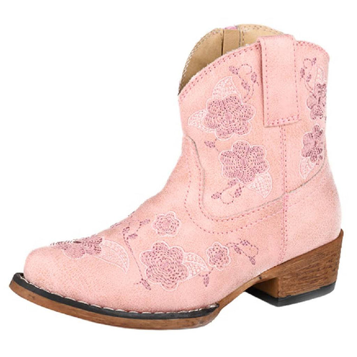 Roper Girl's Snip Toe Vintage Light Pink Faux Leather Western Boot KIDS - Footwear - Boots Roper Apparel & Footwear