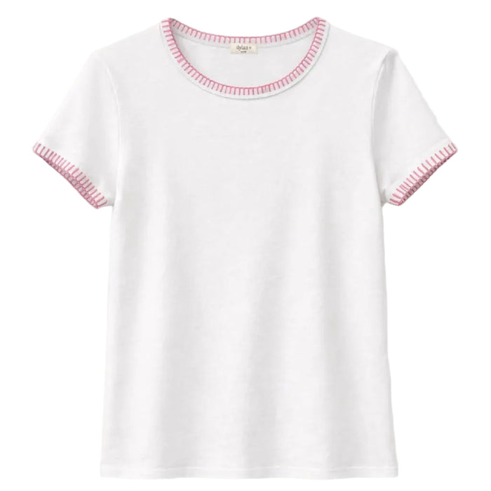 Dylan Brooks Blanket Stitch Tee WOMEN - Clothing - Tops - Short Sleeved Dylan