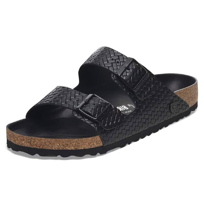 Birkenstock Arizona Woven Embossed Leather - Black WOMEN - Footwear - Sandals Birkenstock