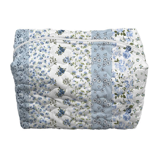 Scarlette Patchwork Blue Large Makeup Bag ACCESSORIES - Luggage & Travel - Cosmetic Bags Ida Mae Home