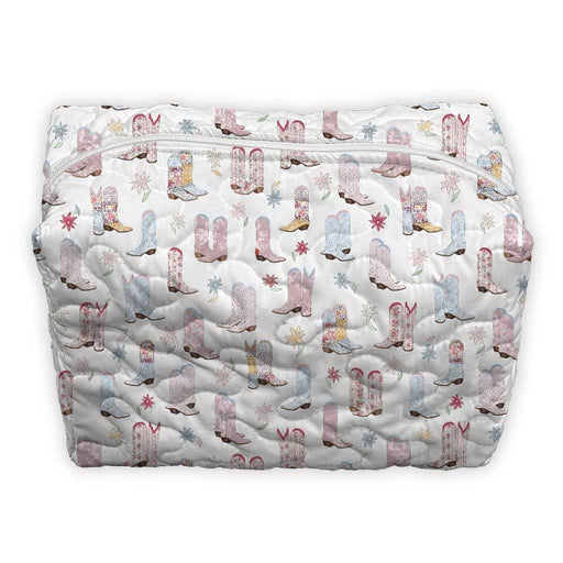 Daisy Boots Patchwork White Large Makeup Bag ACCESSORIES - Luggage & Travel - Cosmetic Bags Ida Mae Home