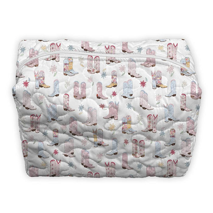 Daisy Boots Patchwork White Large Makeup Bag ACCESSORIES - Luggage & Travel - Cosmetic Bags Ida Mae Home
