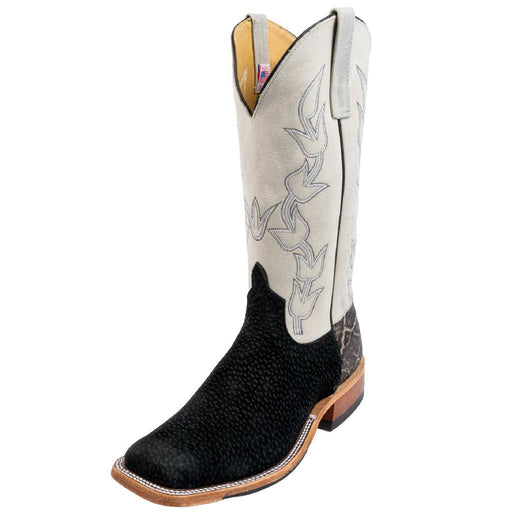 Anderson Bean Men's Square Toe Distressed Black Carpincho Western Boot MEN - Footwear - Exotic Western Boots Anderson Bean Boot Co.