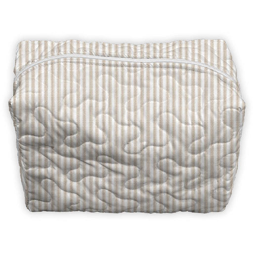 Ticking Stripe Brown Large Makeup Bag ACCESSORIES - Luggage & Travel - Cosmetic Bags Ida Mae Home
