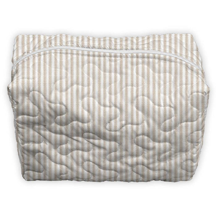 Ticking Stripe Brown Large Makeup Bag ACCESSORIES - Luggage & Travel - Cosmetic Bags Ida Mae Home