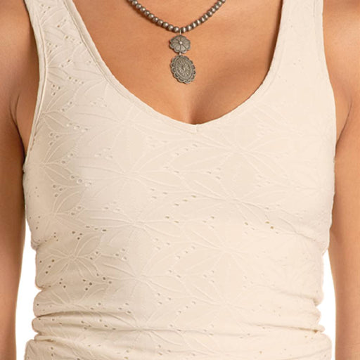 Rock & Roll Denim Women's Knit Eyelet Natural Tank Top WOMEN - Clothing - Tops - Sleeveless Panhandle