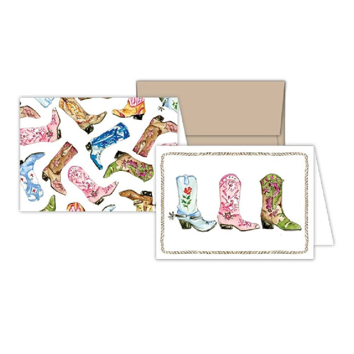 Handpainted Colorful Cowboy Boots Petite Note Combo HOME & GIFTS - Gifts Roseanne Beck Collections