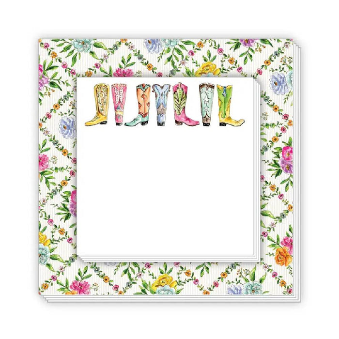 Western Floral Trellis Fancy Boots Notepad Duo HOME & GIFTS - Gifts Roseanne Beck Collections