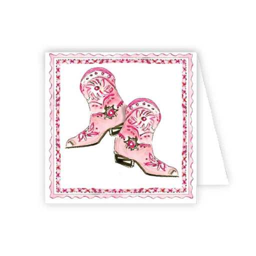 Handpainted Pink Cowboy Boots Enclosure Card HOME & GIFTS - Gifts Roseanne Beck Collections