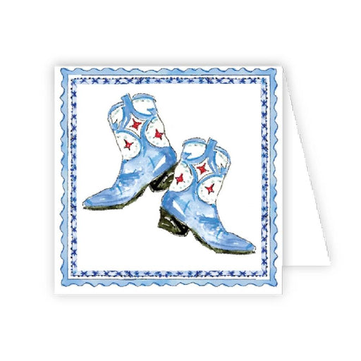 Handpainted Blue Cowboy Boots Enclosure Card HOME & GIFTS - Gifts Roseanne Beck Collections