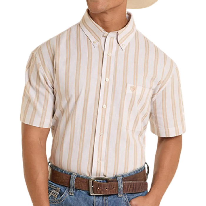 Rock & Roll Denim Men's Yarn Dye Stripe Button Down Shirt MEN - Clothing - Shirts - Short Sleeve Panhandle