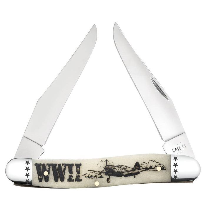 Case War Series Smooth Natural Bone Muskrat WWII Knives W.R. Case