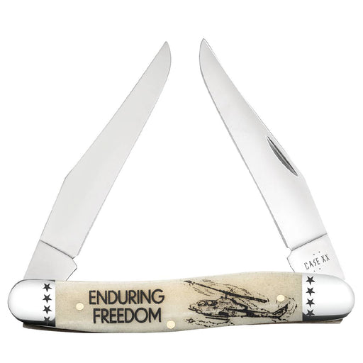 Case War Series Smooth Natural Bone Muskrat Enduring Freedom Knives W.R. Case