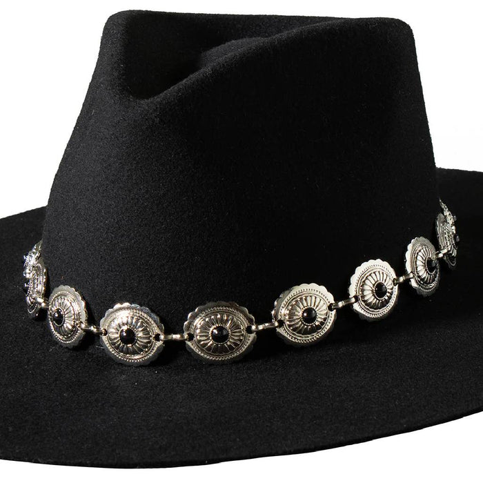 3D 1" Silver Concho Black Stone Hatband HATS - HAT RESTORATION & ACCESSORIES M&F Western Products