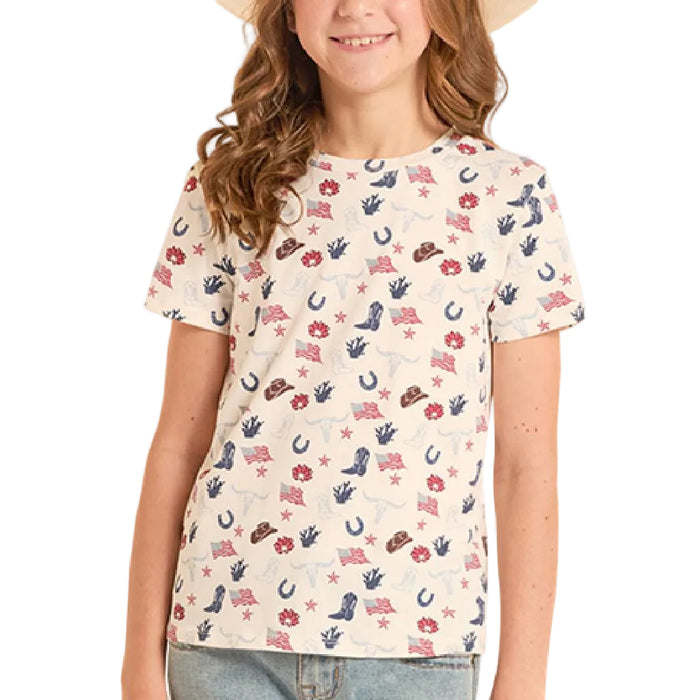 Rock & Roll Denim Girl's American Print Natural Tee KIDS - Girls - Clothing - T-Shirts Panhandle