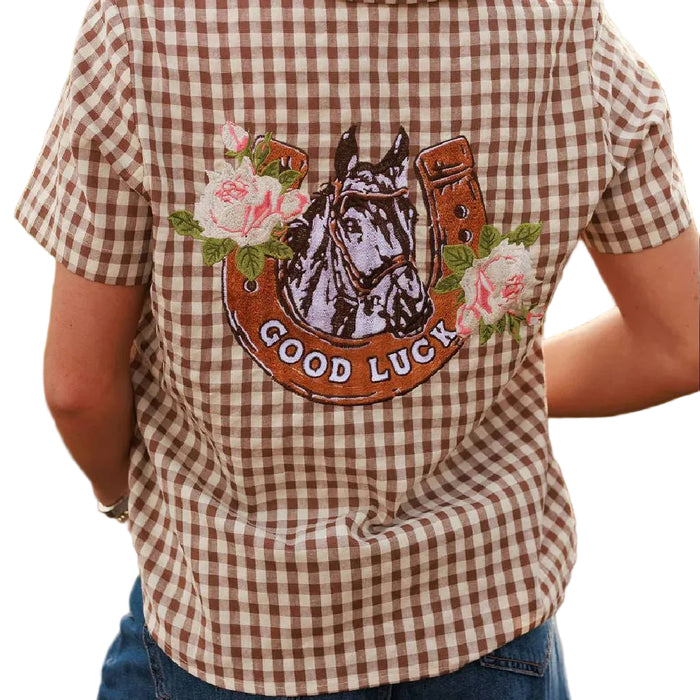 Western Gingham Top WOMEN - Clothing - Tops - Short Sleeved RODEO QUINCY
