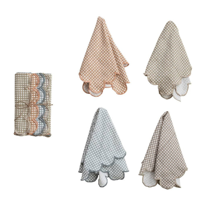 Scalloped Checkered Print Napkins - Set of 4 HOME & GIFTS - Tabletop + Kitchen - Kitchen Decor Creative Co-Op