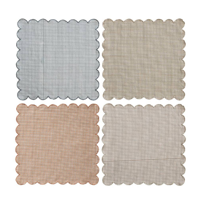 Scalloped Checkered Print Napkins - Set of 4 HOME & GIFTS - Tabletop + Kitchen - Kitchen Decor Creative Co-Op