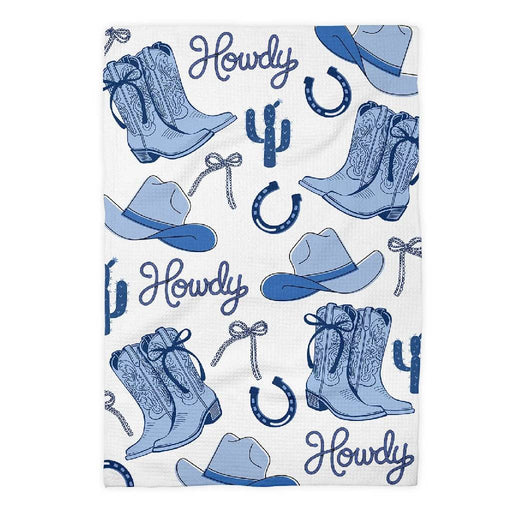 Western Cactus Blue Waffle Tea Towel HOME & GIFTS - Tabletop + Kitchen - Kitchen Decor Canary Road