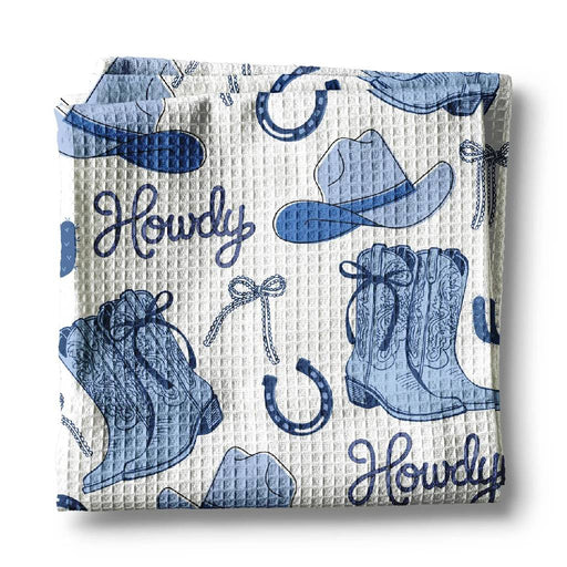 Western Cactus Blue Waffle Tea Towel HOME & GIFTS - Tabletop + Kitchen - Kitchen Decor Canary Road