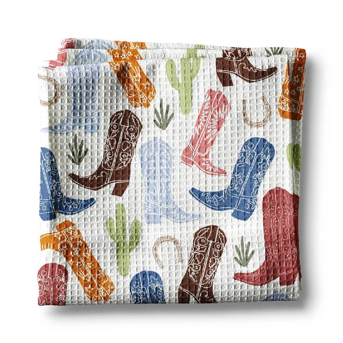 Cowboy Boot Cactus Multicolor Tea Towel HOME & GIFTS - Tabletop + Kitchen - Kitchen Decor Canary Road