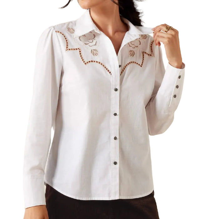 Ariat Women's Lattice White Shirt WOMEN - Clothing - Tops - Long Sleeved Ariat Clothing