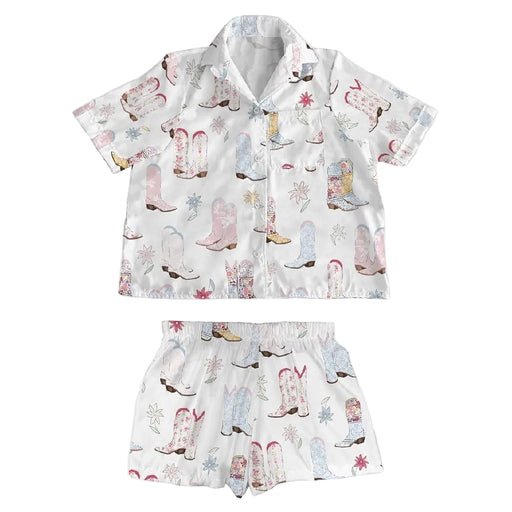 Daisy Boots Patchwork White PJ Set WOMEN - Clothing - Loungewear Ida Mae Home