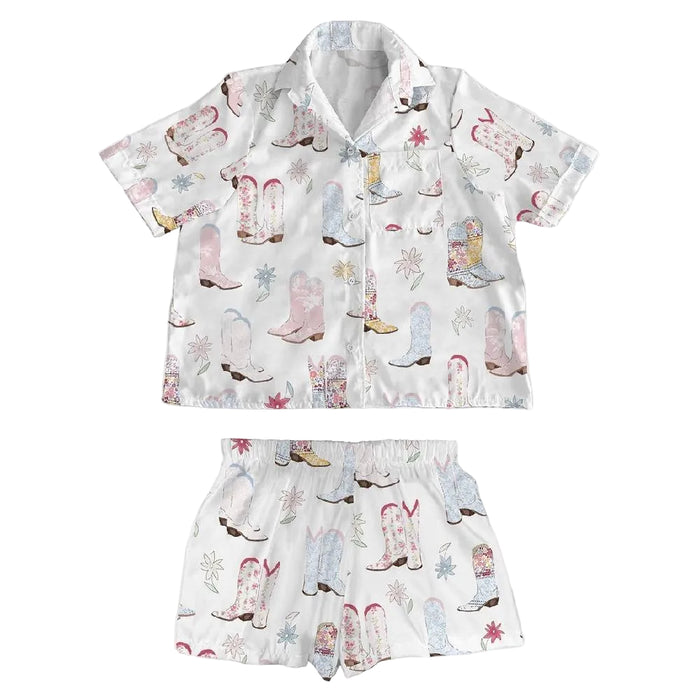 Daisy Boots Patchwork White PJ Set WOMEN - Clothing - Loungewear Ida Mae Home