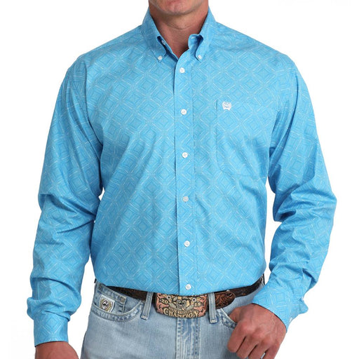 Cinch Men's Geo Printed Blue Button Down Shirt MEN - Clothing - Shirts - Long Sleeve Cinch