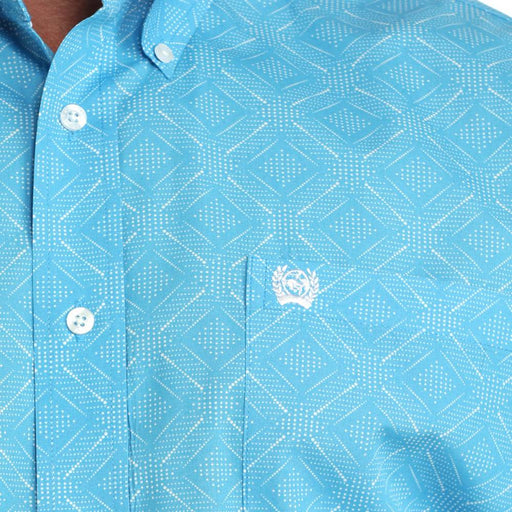 Cinch Men's Geo Printed Blue Button Down Shirt MEN - Clothing - Shirts - Long Sleeve Cinch