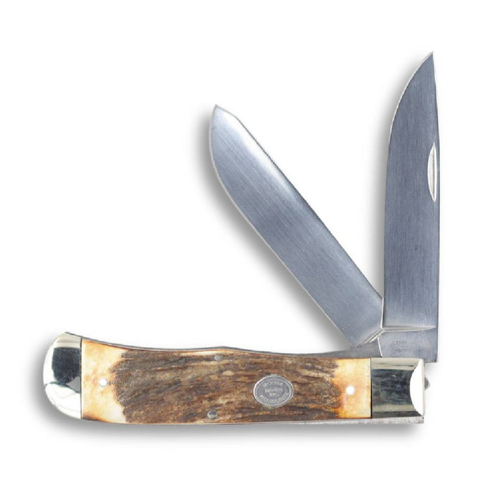 Moore Maker Large Liner Lock Stag Trapper with Scabbard - 4 1/2"