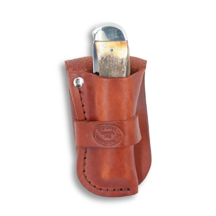 Moore Maker Large Liner Lock Stag Trapper with Scabbard - 4 1/2"
