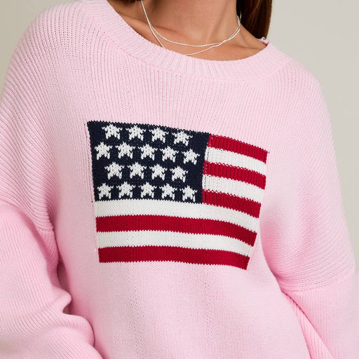 Oversize American Flag Pink Sweater WOMEN - Clothing - Sweaters & Cardigans LE LIS
