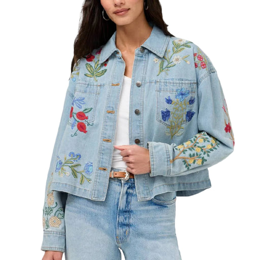 Johnny Was Beatrix Cropped Denim Blue Jacket WOMEN - Clothing - Outerwear - Jackets Johnny Was Collection