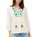 Johnny Was 3/4 Sleeve Solange White Prairie Blouse WOMEN - Clothing - Tops - Long Sleeved Johnny Was Collection
