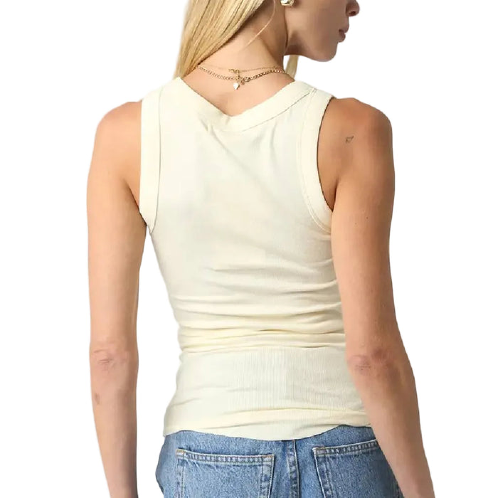 Ribbed Scoop Neck French Vanilla Tank Top WOMEN - Clothing - Tops - Sleeveless Olivaceous