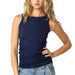 Ribbed Scoop Neck Navy Tank Top WOMEN - Clothing - Tops - Sleeveless Olivaceous
